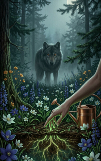 The Wolves He Buried Beneath Her Wildflowers - Fantasy Novel Cover - Read online free
